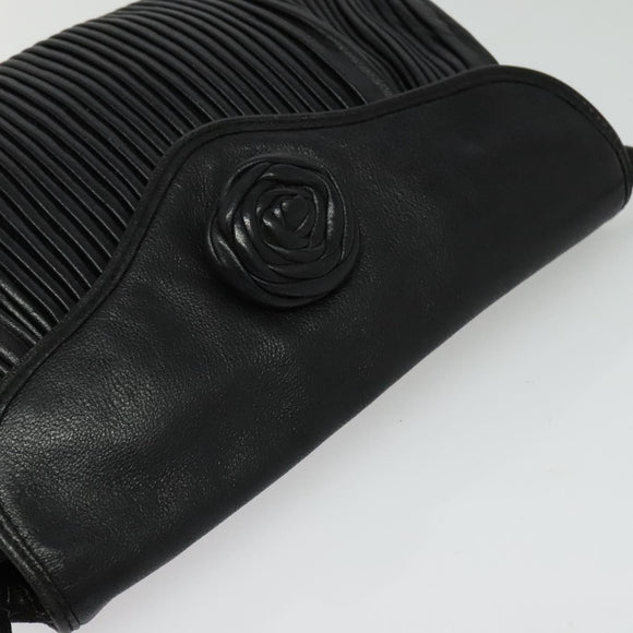 BALLY Shoulder Bag Leather Black Gold Auth BA4829