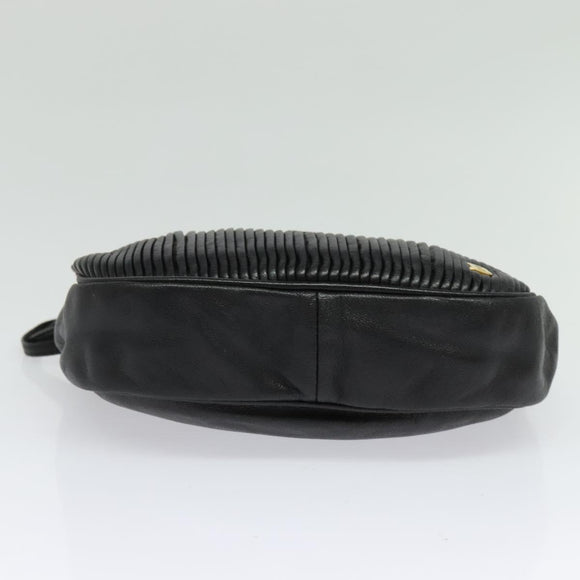 BALLY Shoulder Bag Leather Black Gold Auth BA4829