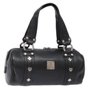 MCM Hand Bag Leather Black Silver Auth BA4835-1