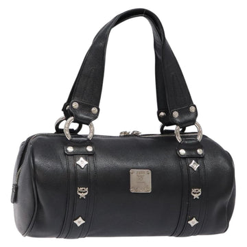 MCM Hand Bag Leather Black Silver Auth BA4835