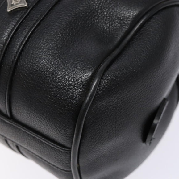 MCM Hand Bag Leather Black Silver Auth BA4835