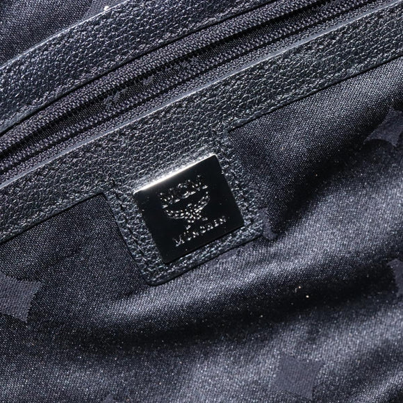 MCM Hand Bag Leather Black Silver Auth BA4835