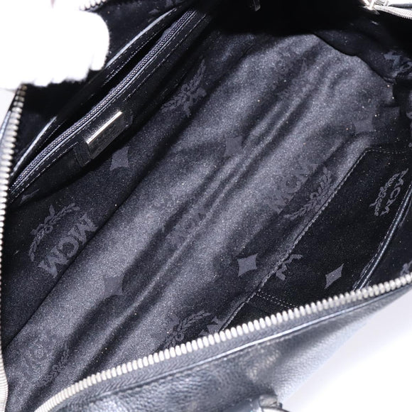 MCM Hand Bag Leather Black Silver Auth BA4835