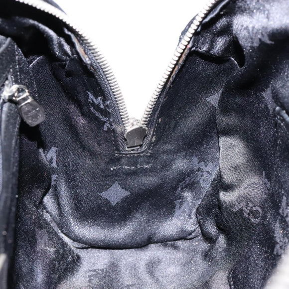 MCM Hand Bag Leather Black Silver Auth BA4835