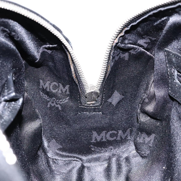 MCM Hand Bag Leather Black Silver Auth BA4835