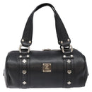 MCM Hand Bag Leather Black Silver Auth BA4835-13