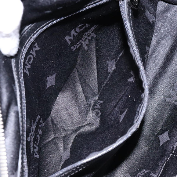 MCM Hand Bag Leather Black Silver Auth BA4835