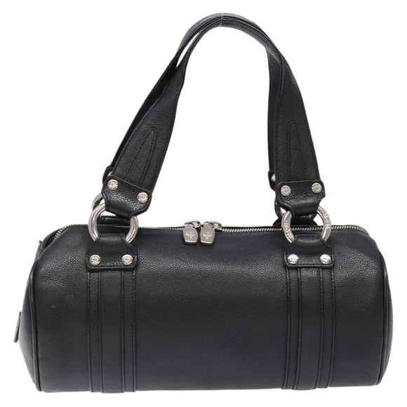 MCM Hand Bag Leather Black Silver Auth BA4835