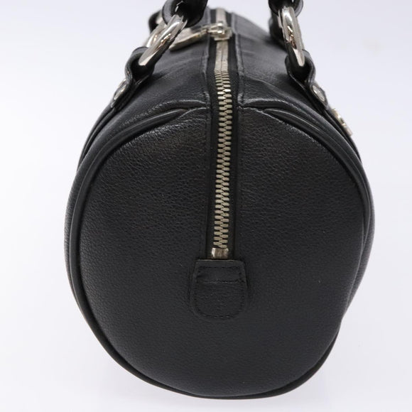 MCM Hand Bag Leather Black Silver Auth BA4835