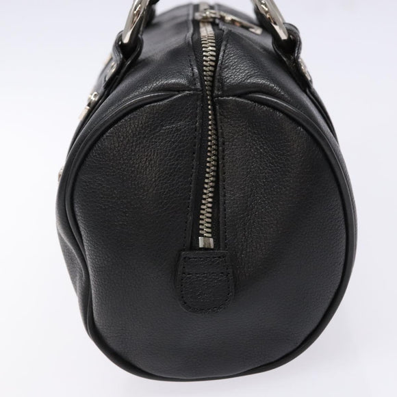 MCM Hand Bag Leather Black Silver Auth BA4835