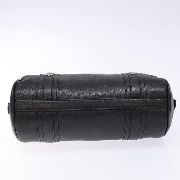 MCM Hand Bag Leather Black Silver Auth BA4835