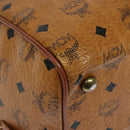 MCM Logogram Vicetos Boston Bag PVC Leather Brown Gold Auth BA4836-12