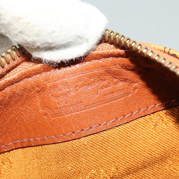 MCM Logogram Vicetos Boston Bag PVC Leather Brown Gold Auth BA4836