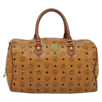 MCM Logogram Vicetos Boston Bag PVC Leather Brown Gold Auth BA4836 - 0