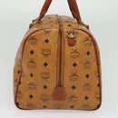 MCM Logogram Vicetos Boston Bag PVC Leather Brown Gold Auth BA4836-5