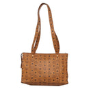 MCM Logogram Vicetos Shoulder Bag PVC Leather Brown Gold Auth BA4838-2