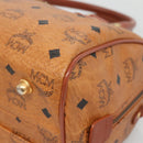 MCM Logogram Vicetos Boston Bag PVC Leather Brown Gold Auth BA4839-9