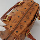 MCM Logogram Vicetos Boston Bag PVC Leather Brown Gold Auth BA4839-6