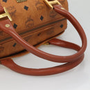 MCM Logogram Vicetos Boston Bag PVC Leather Brown Gold Auth BA4839-7