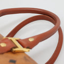 MCM Logogram Vicetos Boston Bag PVC Leather Brown Gold Auth BA4839-8