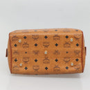 MCM Logogram Vicetos Boston Bag PVC Leather Brown Gold Auth BA4839-5