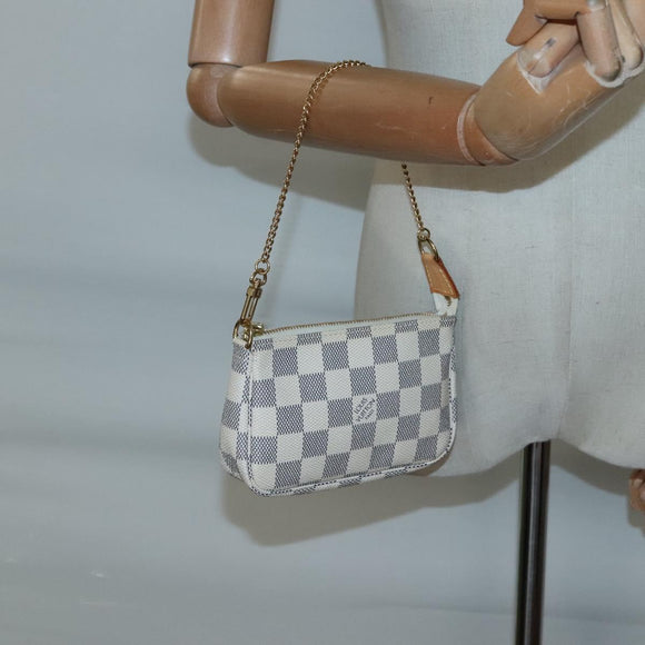 LOUIS VUITTON Damier Azur Mini Pochette Accessoires Pouch N63005 LV Auth BA4860