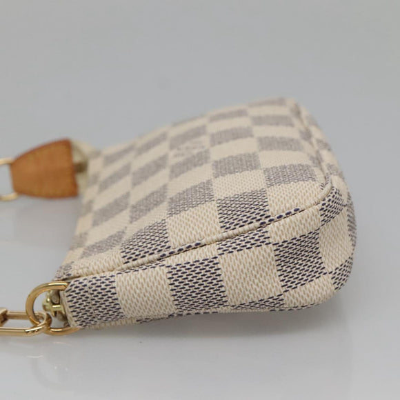 LOUIS VUITTON Damier Azur Mini Pochette Accessoires Pouch N63005 LV Auth BA4860