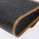 Christian Dior Honeycomb Canvas Shoulder Bag PVC Black Gold Auth BA4862-17