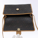 Christian Dior Honeycomb Canvas Shoulder Bag PVC Black Gold Auth BA4862-18