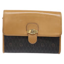 Christian Dior Honeycomb Canvas Shoulder Bag PVC Black Gold Auth BA4862-13