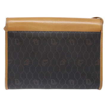 Christian Dior Honeycomb Canvas Shoulder Bag PVC Black Gold Auth BA4862 - 0