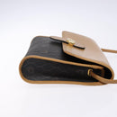 Christian Dior Honeycomb Canvas Shoulder Bag PVC Black Gold Auth BA4862-3