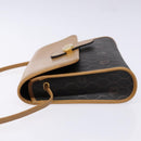 Christian Dior Honeycomb Canvas Shoulder Bag PVC Black Gold Auth BA4862-4