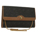 Christian Dior Honeycomb Canvas Chain Shoulder Bag PVC Black Gold Auth BA4863-1