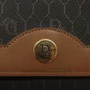 Christian Dior Honeycomb Canvas Chain Shoulder Bag PVC Black Gold Auth BA4863-10