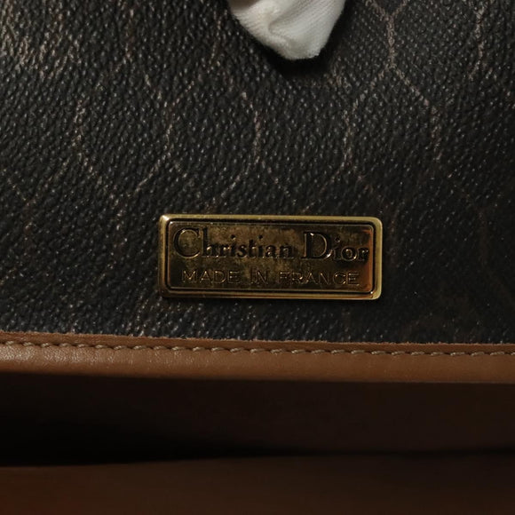 Christian Dior Honeycomb Canvas Chain Shoulder Bag PVC Black Gold Auth BA4863