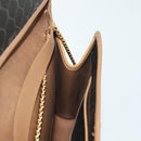 Christian Dior Honeycomb Canvas Chain Shoulder Bag PVC Black Gold Auth BA4863-18