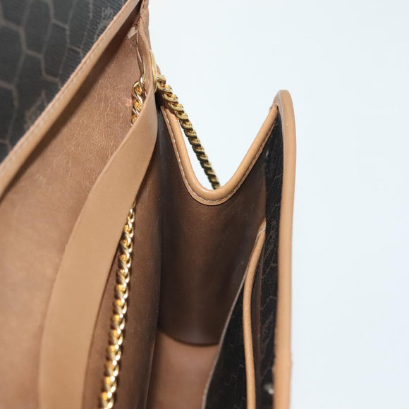 Christian Dior Honeycomb Canvas Chain Shoulder Bag PVC Black Gold Auth BA4863