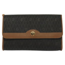 Christian Dior Honeycomb Canvas Chain Shoulder Bag PVC Black Gold Auth BA4863-13