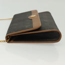 Christian Dior Honeycomb Canvas Chain Shoulder Bag PVC Black Gold Auth BA4863-4