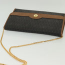 Christian Dior Honeycomb Canvas Chain Shoulder Bag PVC Black Gold Auth BA4863-6