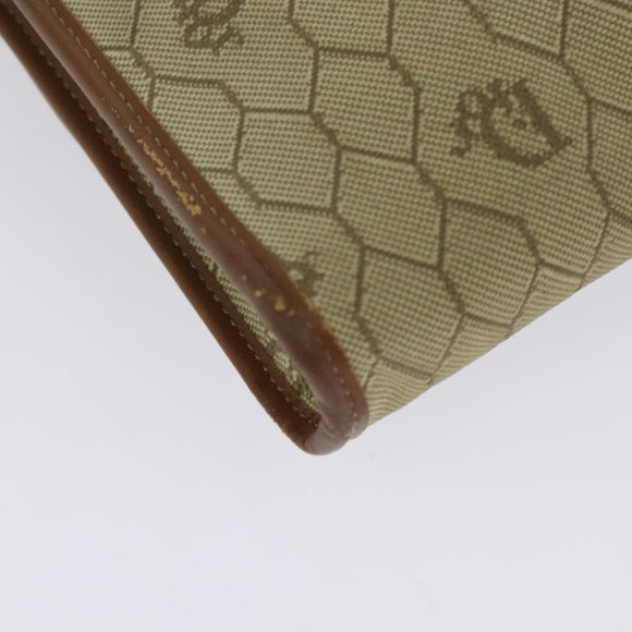 Christian Dior Honeycomb Canvas Chain Shoulder Bag PVC Beige Gold Auth BA4864