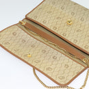 Christian Dior Honeycomb Canvas Chain Shoulder Bag PVC Beige Gold Auth BA4864-10