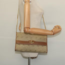 Christian Dior Honeycomb Canvas Chain Shoulder Bag PVC Beige Gold Auth BA4864-21
