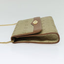 Christian Dior Honeycomb Canvas Chain Shoulder Bag PVC Beige Gold Auth BA4864-3
