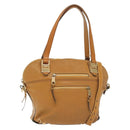 Chloe Tote Bag Leather 2way Beige Gold Auth BA4868-1