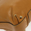 Chloe Tote Bag Leather 2way Beige Gold Auth BA4868-17