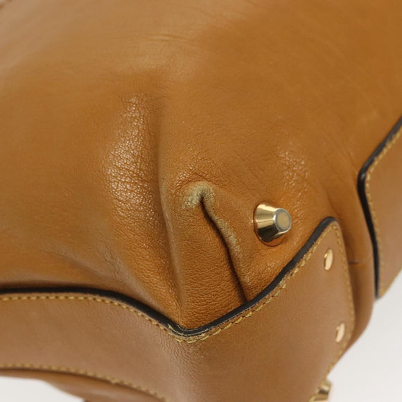 Chloe Tote Bag Leather 2way Beige Gold Auth BA4868