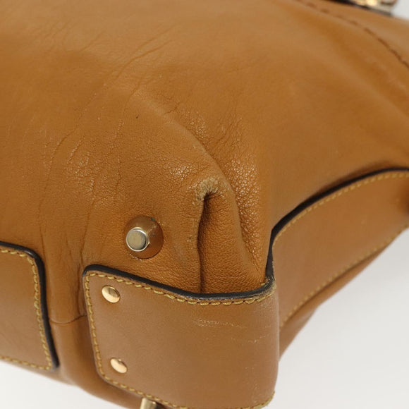 Chloe Tote Bag Leather 2way Beige Gold Auth BA4868