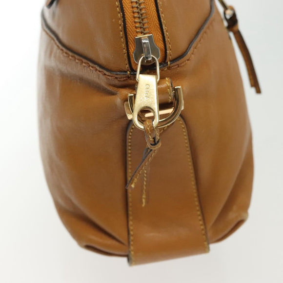 Chloe Tote Bag Leather 2way Beige Gold Auth BA4868